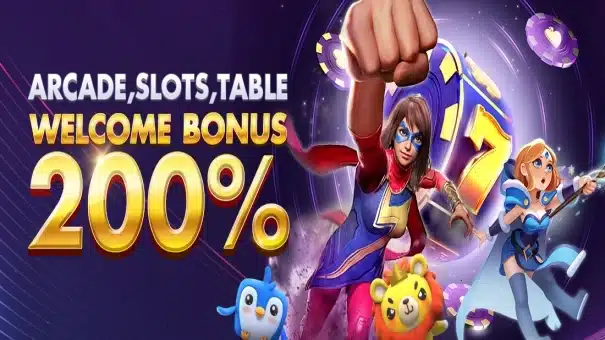 Welcome Bonus 200% - Arcade, Slots at Table Games